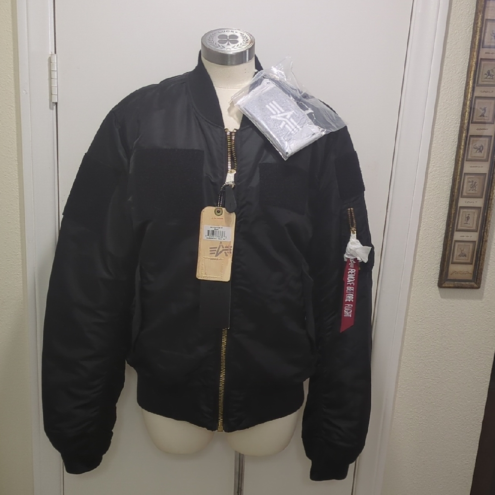 Alpha Industries Flex MA-1 Black Flight Jacket Size XL SLIM FIT